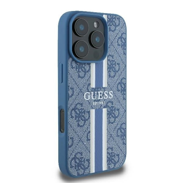 MagSafe-deksel for Apple iPhone 16 Pro, Guess, 4G Printed Stripes, Blå