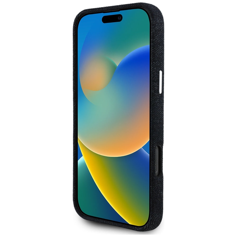 MagSafe-deksel for Apple iPhone 16 Pro, Guess, Denim Triangle Logo, Svart