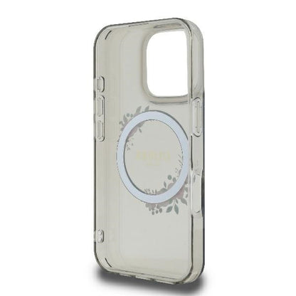 MagSafe-deksel for Apple iPhone 16 Pro, Guess, IML Flowers Wreath, Svart