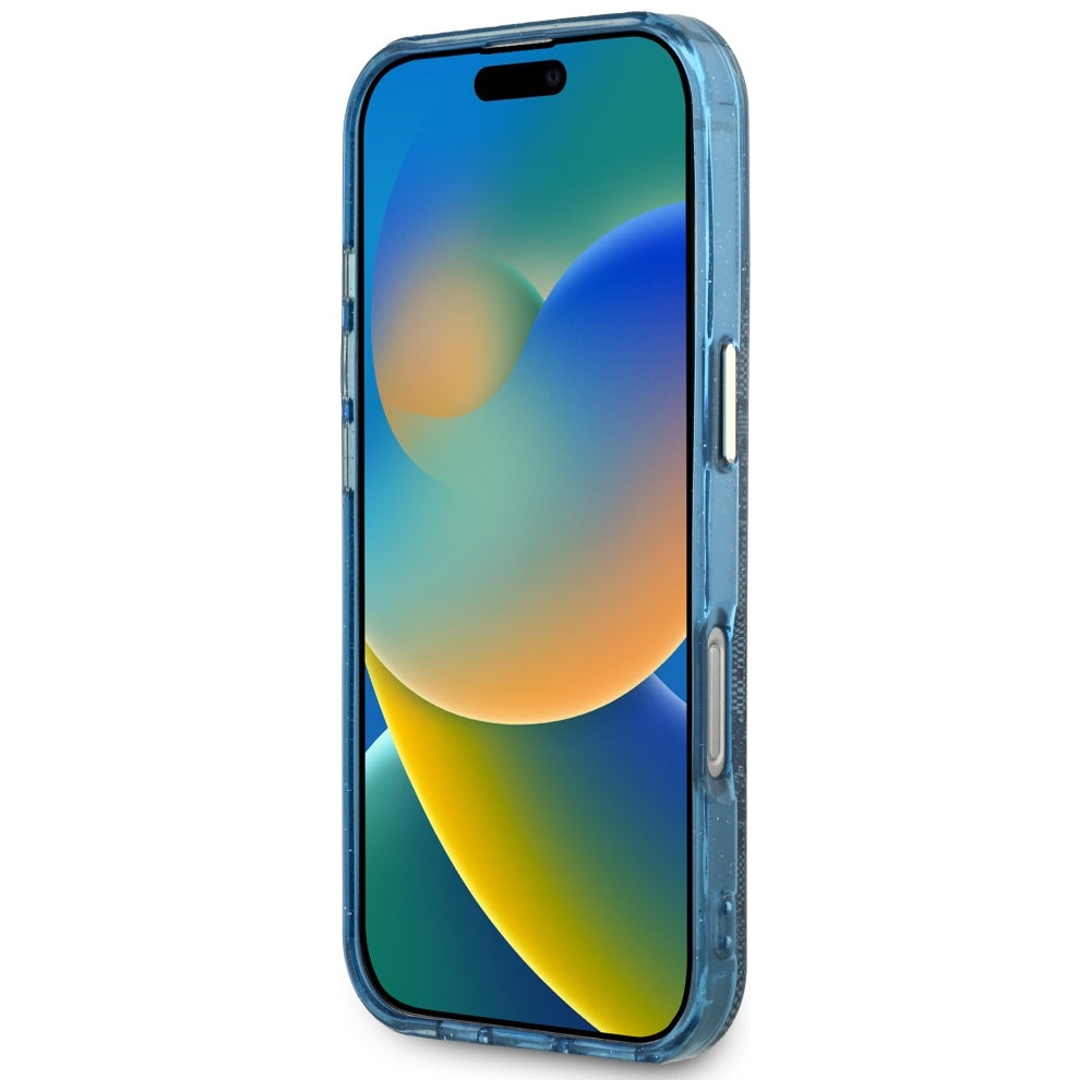 MagSafe-deksel for Apple iPhone 16 Pro, Guess, IML Glitter 4G Circle Triangle, Blå