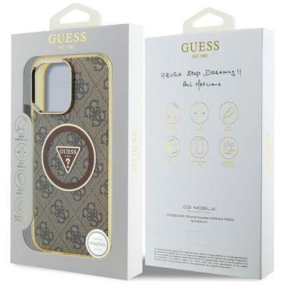 MagSafe-deksel for Apple iPhone 16 Pro, Guess, IML Glitter 4G Circle Triangle, Brun