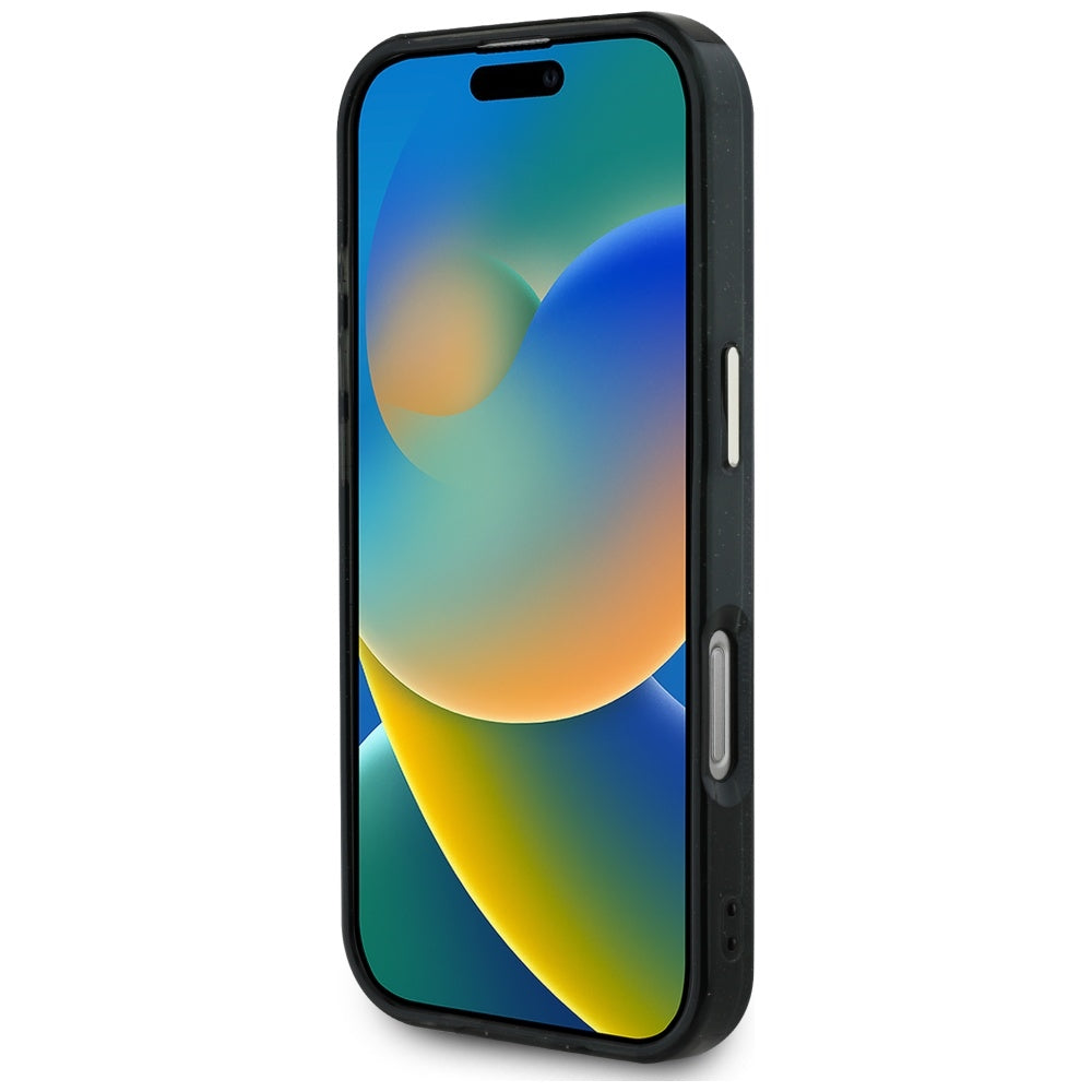 MagSafe-deksel for Apple iPhone 16 Pro, Guess, IML Glitter 4G Circle Triangle, Svart