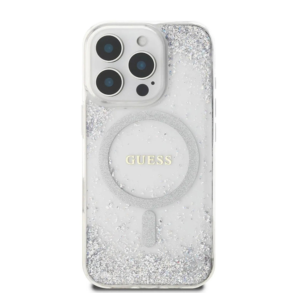 MagSafe-deksel for Apple iPhone 16 Pro, Guess, IML Glitter Gradient, Sølv