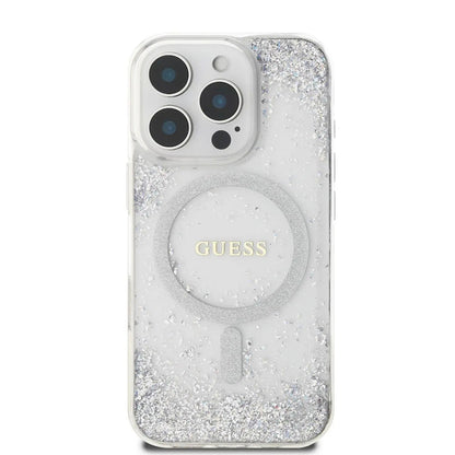 MagSafe-deksel for Apple iPhone 16 Pro, Guess, IML Glitter Gradient, Sølv