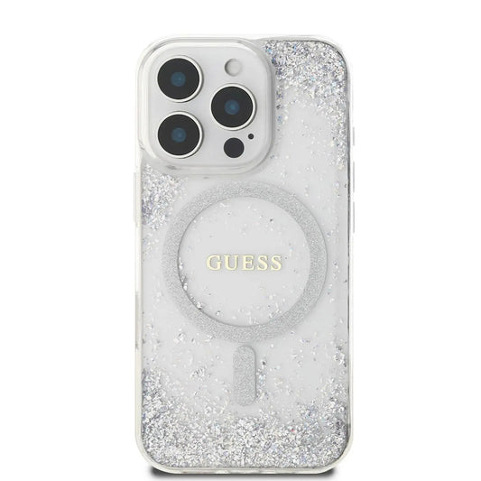 MagSafe-deksel for Apple iPhone 16 Pro, Guess, IML Glitter Gradient, Sølv