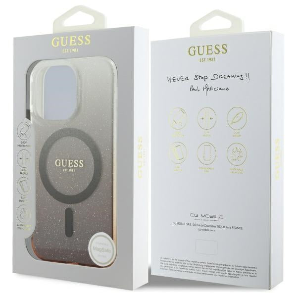 MagSafe-deksel for Apple iPhone 16 Pro, Guess, IML Glitter Gradient, Brun