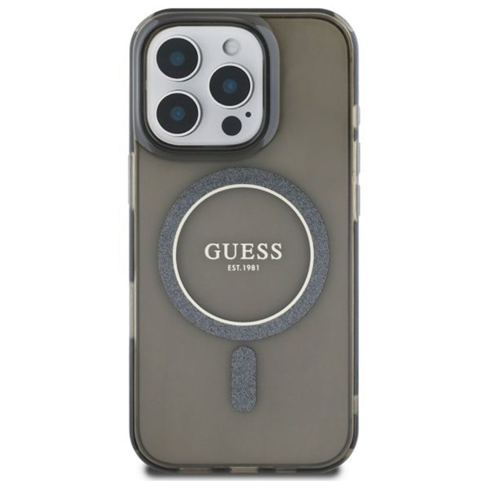 MagSafe-deksel for Apple iPhone 16 Pro, Guess, IML Glitter Ring, Svart