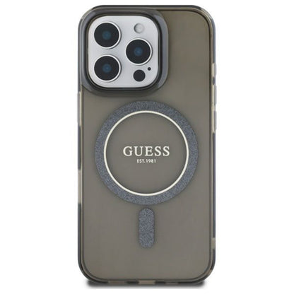 MagSafe-deksel for Apple iPhone 16 Pro, Guess, IML Glitter Ring, Svart