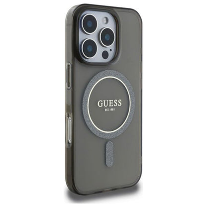 MagSafe-deksel for Apple iPhone 16 Pro, Guess, IML Glitter Ring, Svart