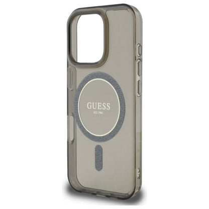 MagSafe-deksel for Apple iPhone 16 Pro, Guess, IML Glitter Ring, Svart