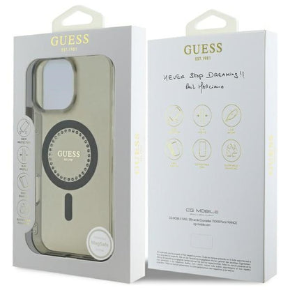 MagSafe-deksel for Apple iPhone 16 Pro, Guess, IML Rhinestone, Svart