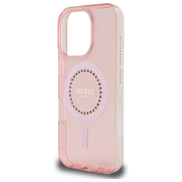 MagSafe-deksel for Apple iPhone 16 Pro, Guess, IML Rhinestone, Rosa