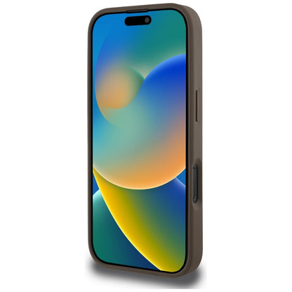 MagSafe-deksel for Apple iPhone 16 Pro, Guess, Peony Grained Hot Stamp Triangle, Brun