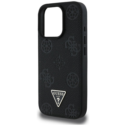 MagSafe-deksel for Apple iPhone 16 Pro, Guess, Peony Grained Hot Stamp Triangle, Svart