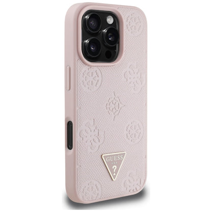 MagSafe-deksel for Apple iPhone 16 Pro, Guess, Peony Grained Hot Stamp Triangle, Rosa