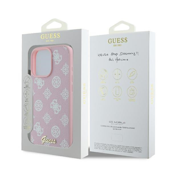 MagSafe-deksel for Apple iPhone 16 Pro, Guess, Peony Script, Rosa