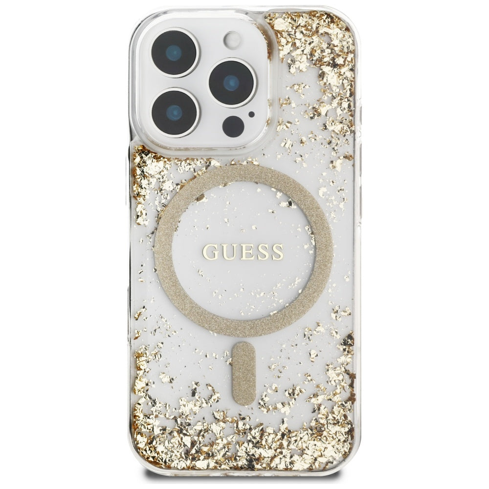 MagSafe-deksel for Apple iPhone 16 Pro, Guess, Resin Bottom Glitter, Gull