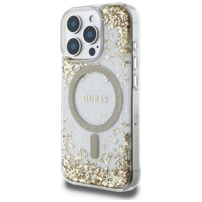 MagSafe-deksel for Apple iPhone 16 Pro, Guess, Resin Bottom Glitter, Gull
