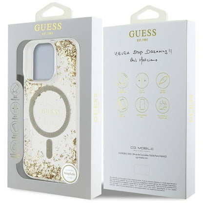 MagSafe-deksel for Apple iPhone 16 Pro, Guess, Resin Bottom Glitter, Gull