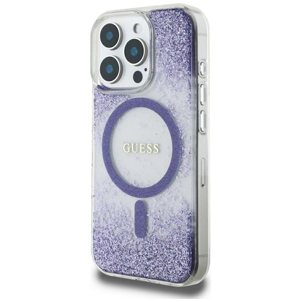 MagSafe-deksel for Apple iPhone 16 Pro, Guess, Resin Bottom Glitter, Lilla