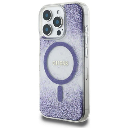 MagSafe-deksel for Apple iPhone 16 Pro, Guess, Resin Bottom Glitter, Lilla