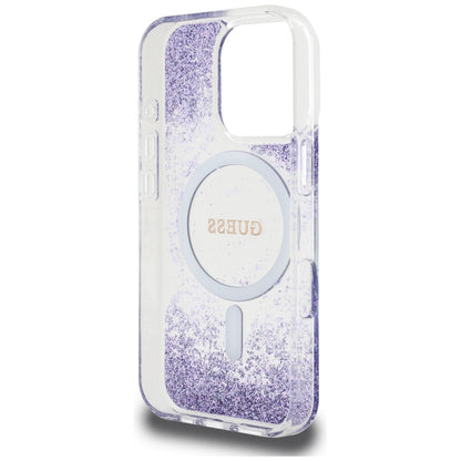 MagSafe-deksel for Apple iPhone 16 Pro, Guess, Resin Bottom Glitter, Lilla