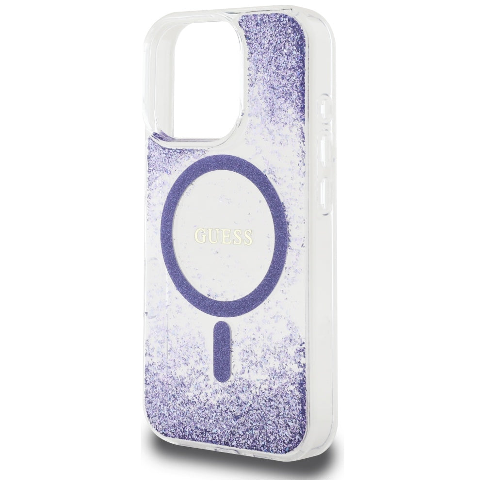 MagSafe-deksel for Apple iPhone 16 Pro, Guess, Resin Bottom Glitter, Lilla