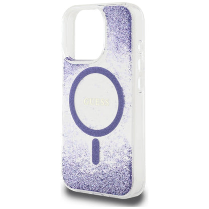 MagSafe-deksel for Apple iPhone 16 Pro, Guess, Resin Bottom Glitter, Lilla