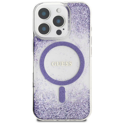 MagSafe-deksel for Apple iPhone 16 Pro, Guess, Resin Bottom Glitter, Lilla