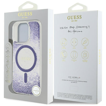 MagSafe-deksel for Apple iPhone 16 Pro, Guess, Resin Bottom Glitter, Lilla