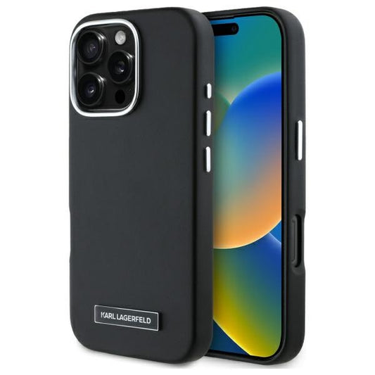 MagSafe-deksel for Apple iPhone 16 Pro, Karl Lagerfeld, FW Metal Plate, Svart