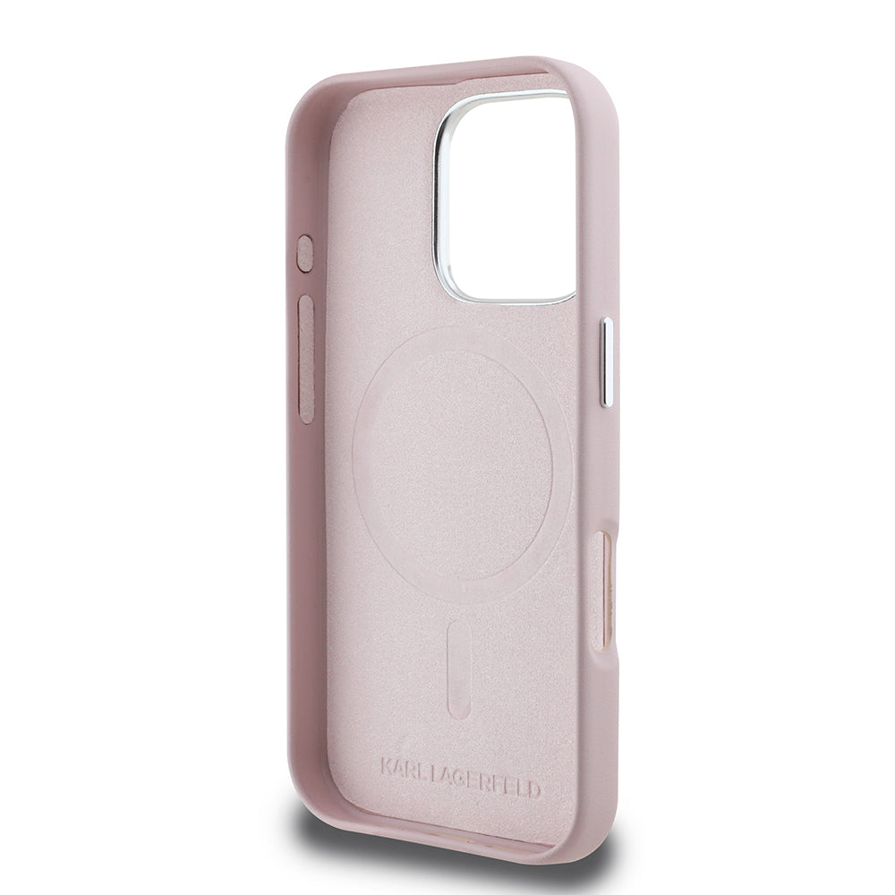 MagSafe-deksel for Apple iPhone 16 Pro, Karl Lagerfeld, FW Metal Plate, Rosa
