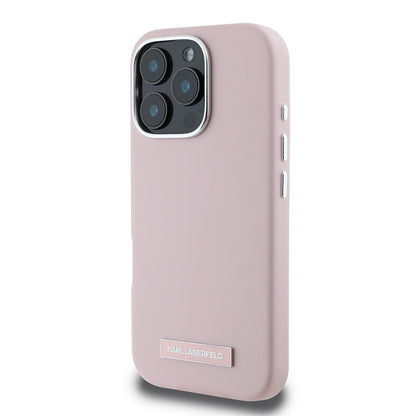 MagSafe-deksel for Apple iPhone 16 Pro, Karl Lagerfeld, FW Metal Plate, Rosa