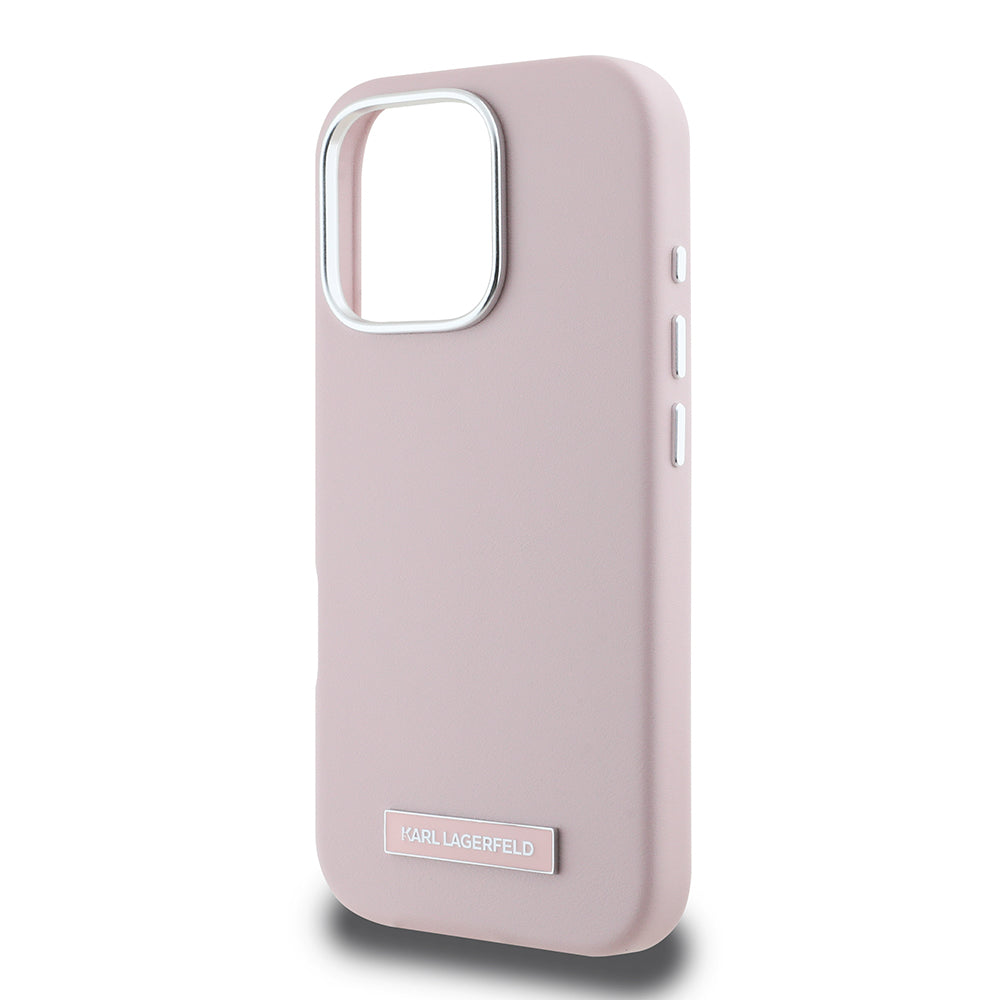 MagSafe-deksel for Apple iPhone 16 Pro, Karl Lagerfeld, FW Metal Plate, Rosa