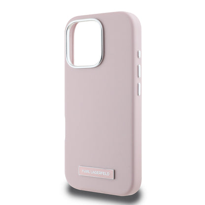 MagSafe-deksel for Apple iPhone 16 Pro, Karl Lagerfeld, FW Metal Plate, Rosa