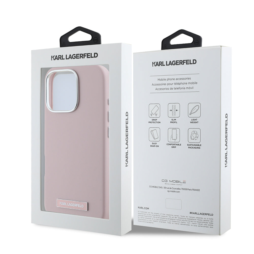 MagSafe-deksel for Apple iPhone 16 Pro, Karl Lagerfeld, FW Metal Plate, Rosa