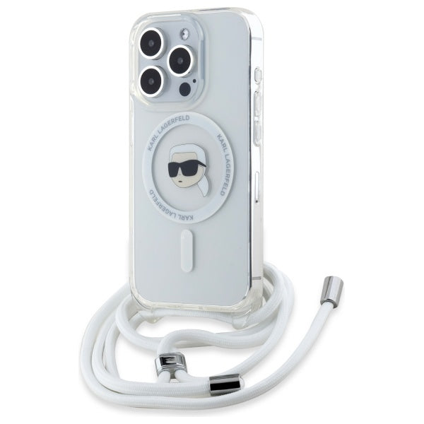 MagSafe-deksel for Apple iPhone 16 Pro, Karl Lagerfeld, IML Crossbody Karl's Head, Gjennomsiktig