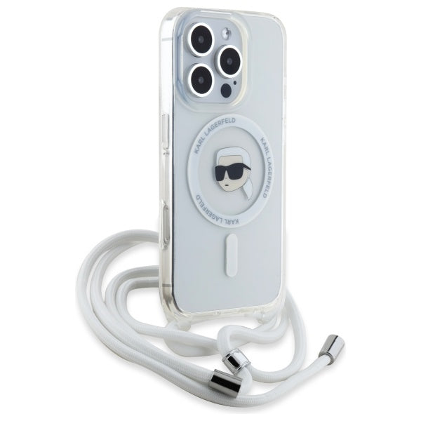 MagSafe-deksel for Apple iPhone 16 Pro, Karl Lagerfeld, IML Crossbody Karl's Head, Gjennomsiktig