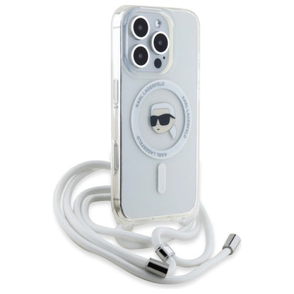 MagSafe-deksel for Apple iPhone 16 Pro, Karl Lagerfeld, IML Crossbody Karl's Head, Gjennomsiktig