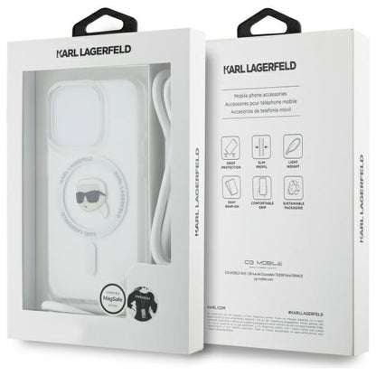 MagSafe-deksel for Apple iPhone 16 Pro, Karl Lagerfeld, IML Crossbody Karl's Head, Gjennomsiktig