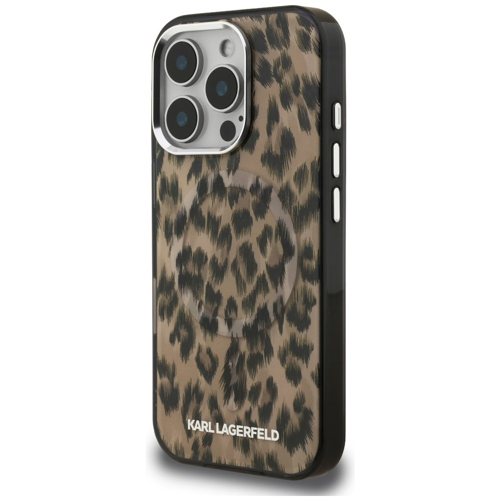 MagSafe-deksel for Apple iPhone 16 Pro, Karl Lagerfeld, IML Leopard-mønster, Brun