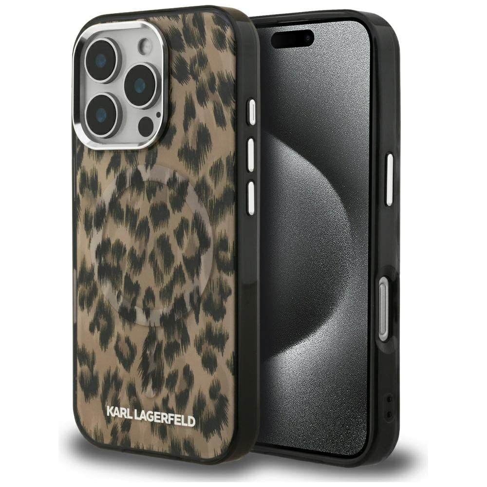 MagSafe-deksel for Apple iPhone 16 Pro, Karl Lagerfeld, IML Leopard-mønster, Brun