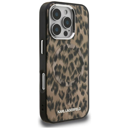 MagSafe-deksel for Apple iPhone 16 Pro, Karl Lagerfeld, IML Leopard-mønster, Brun