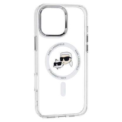 MagSafe-deksel for Apple iPhone 16 Pro, Karl Lagerfeld, IML Metal Karl & Choupette's Heads, Hvit