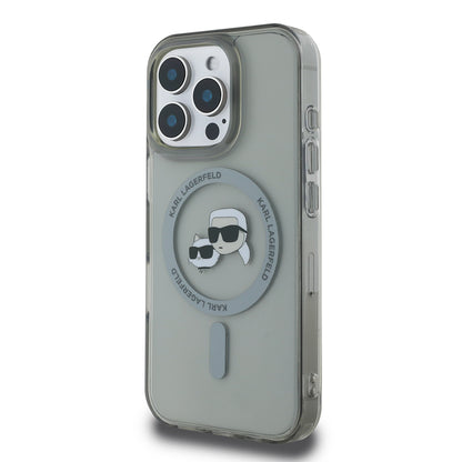 MagSafe-deksel for Apple iPhone 16 Pro, Karl Lagerfeld, IML Metal Karl & Choupette's Heads, Svart
