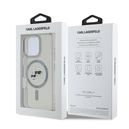 MagSafe-deksel for Apple iPhone 16 Pro, Karl Lagerfeld, IML Metal Karl & Choupette's Heads, Svart