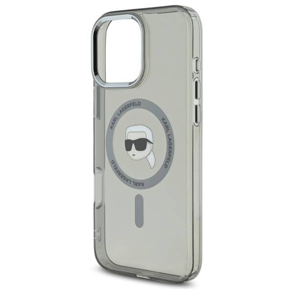 MagSafe-deksel for Apple iPhone 16 Pro, Karl Lagerfeld, IML Metal Karl's Head, Svart