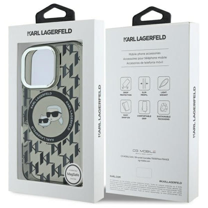 MagSafe-deksel for Apple iPhone 16 Pro, Karl Lagerfeld, IML Monogram Karl & Choupette's Heads, Svart