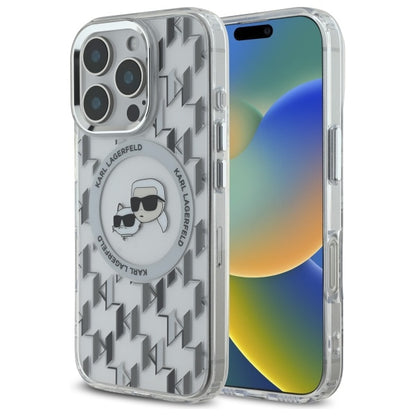 MagSafe-deksel for Apple iPhone 16 Pro, Karl Lagerfeld, IML Monogram Karl & Choupette's Heads, Gjennomsiktig