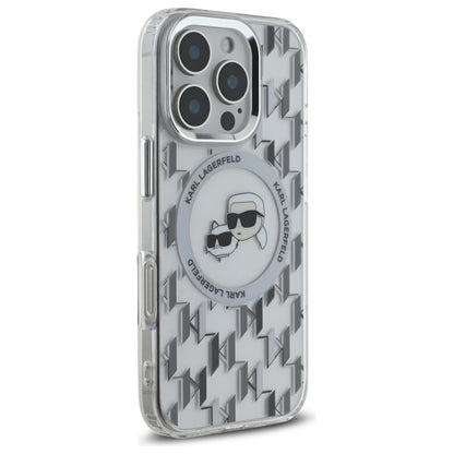 MagSafe-deksel for Apple iPhone 16 Pro, Karl Lagerfeld, IML Monogram Karl & Choupette's Heads, Gjennomsiktig